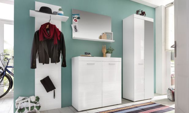 Garderobe Amanda wei Hochglanz