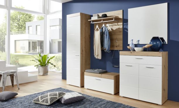 Garderobe Amanda wei mit Eiche