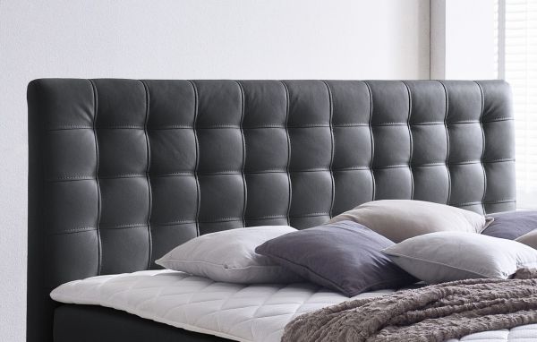 Boxspringbett Isabelle 160 x 200 cm Leder Optik schwarz 7 Zonen Multi Tonnentaschenfederkern Matratze