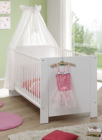 Babyzimmer Babybett Olivia in wei Gitterbett mit Schlupfsprossen und Lattenrost Liegeflche 70 x 140 cm