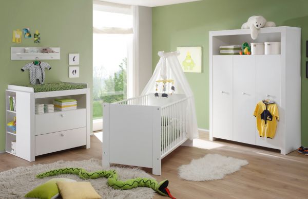 Babyzimmer Babybett Olivia in wei Gitterbett mit Schlupfsprossen und Lattenrost Liegeflche 70 x 140 cm
