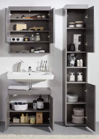 Badezimmer Badmbel Set Runner in Sardegna grau Rauchsilber Badkombination 3-teilig 103 x 190 cm