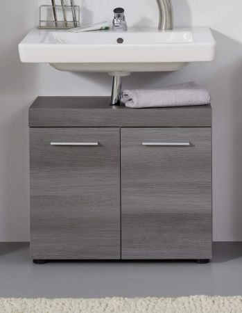 Badezimmer Waschbeckenunterschrank Runner in Sardegna grau Rauchsilber Badschrank 2-trig 58 x 57 cm