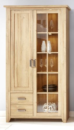 Vitrinenschrank in Eiche Alteiche 113x206 cm Vitrine Canyon