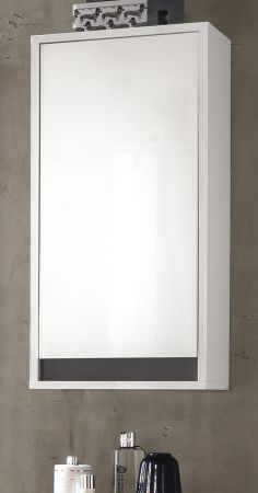 Badezimmer Hngeschrank SOL in wei Hochglanz lackiert und grau Badschrank 35 x 73 cm