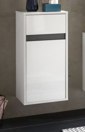 Badezimmer Unterschrank SOL in wei Hochglanz lackiert und grau Badschrank hngend 35 x 73 cm