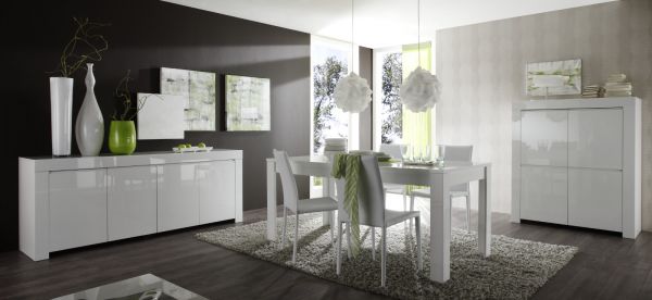 Kommode Livorno in wei Hochglanz lackiert - Sideboard 210 x 84 cm