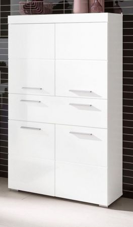 Badezimmer Midischrank Amanda in wei Hochglanz Badschrank 73 x 132 cm