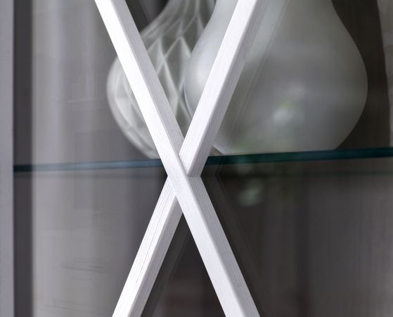 Vitrine Vitrinenschrank Georgia in Pinie Struktur wei 82x205 cm Landhausstil