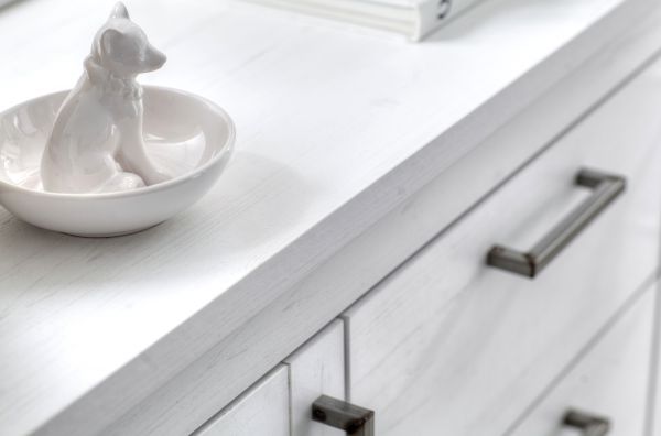 Vitrine Vitrinenschrank Georgia in Pinie Struktur wei 82x205 cm Landhausstil
