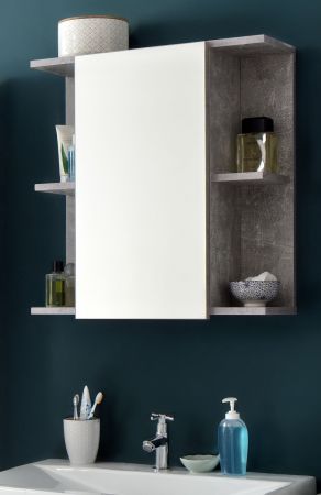 Badezimmer Spiegelschrank Nano in Stone Design grau Badmbel 60 x 62 cm
