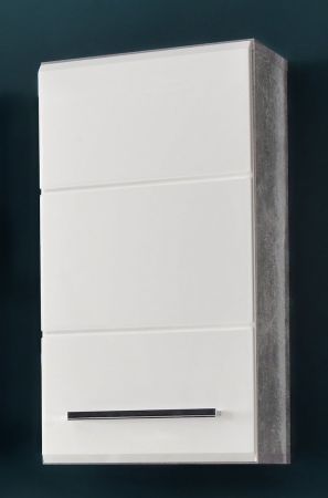 Bad Hngeschrank Nano in wei Hochglanz und Stone Design grau Badschrank 32 x 61 cm
