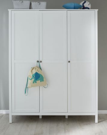 Baby- und Jugendzimmer Kleiderschrank Ole in wei 3-trig 141 x 192 cm