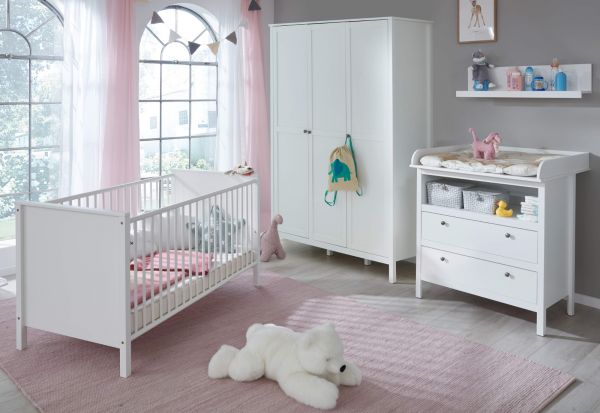 Baby- und Jugendzimmer Kleiderschrank Ole in wei 3-trig 141 x 192 cm