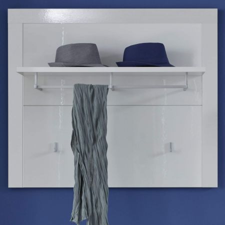 Wandgarderobe Garderobenpaneel Kito in Hochglanz wei Flurgarderobe 93 x 84 cm