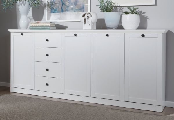 Sideboard Baxter in wei, 195 x 88 cm Kommode im Landhausstil