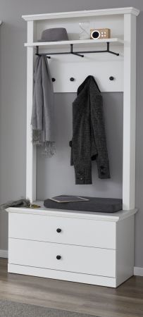 Garderobe Baxter 2-teilig in wei im Landhausstil mit Wandpaneel und Schuhbank 81 x 196 cm