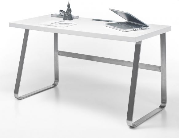Schreibtisch Beno in matt wei lackiert Laptoptisch fr Homeoffice und Bro 140 x 60 cm