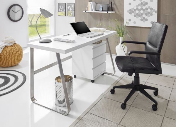 Schreibtisch Beno in matt wei lackiert Laptoptisch fr Homeoffice und Bro 140 x 60 cm