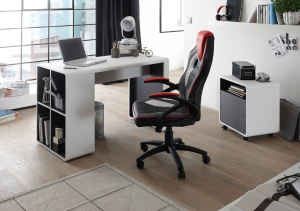 Schreibtisch Tadeo in wei matt und Anthrazit Laptoptisch fr Homeoffice und Bro 119 x 59 cm