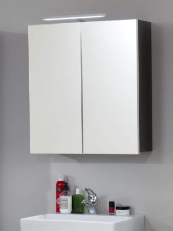 Badezimmer Spiegelschrank Line in Sardegna grau Rauchsilber Badschrank 2-trig 60 x 67 cm