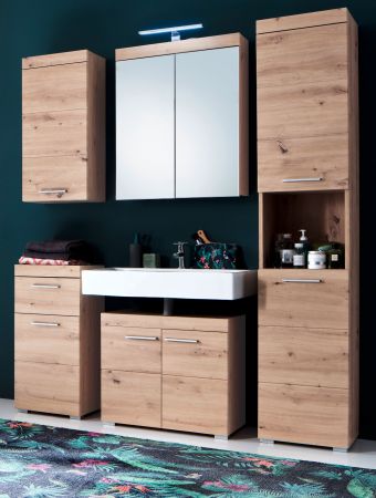 Badezimmer Badmbel Set Amanda in Eiche / Asteiche Badkombination 5-teilig 163 x 190 cm