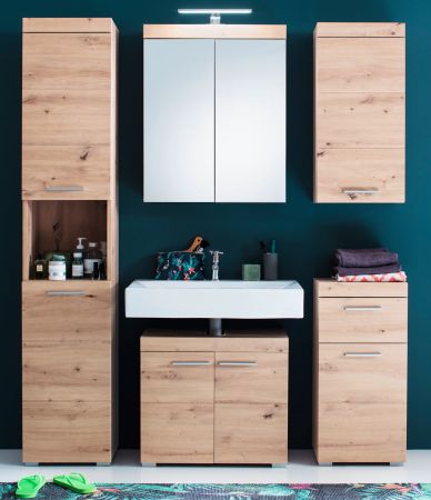 Badezimmer Badmbel Set Amanda in Eiche / Asteiche Badkombination 5-teilig 163 x 190 cm