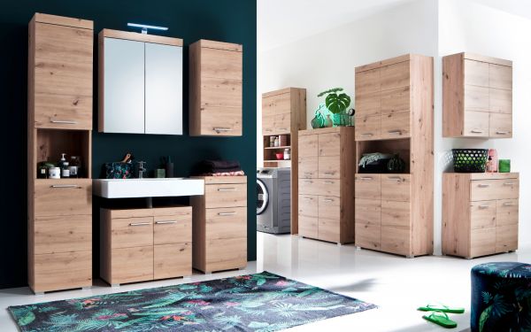 Badezimmer Midischrank Amanda in Asteiche Badschrank 73 x 132 cm