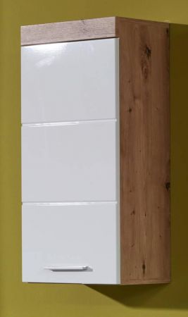Bad Hngeschrank Amanda in wei Hochglanz und Asteiche Badschrank 37 x 77 cm