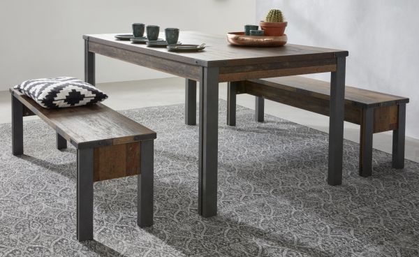 Sitzbank Prime in Old Used Wood Design mit Matera grau Esstisch Bank ohne Rckenlehne Shabby 140 x 44 cm