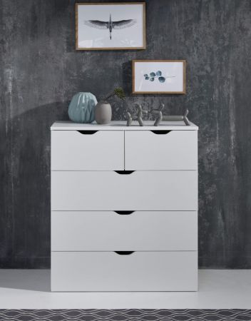 Schubkastenkommode Basix wei 80 x 101 cm mit 5 Schubksten