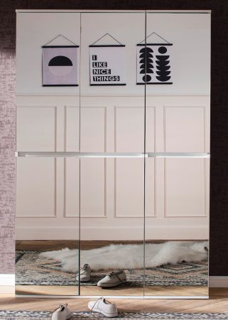Garderobenschrank mit Spiegel Mirror in wei mit Spiegeltren - Schuhschrank 111 x 191 cm