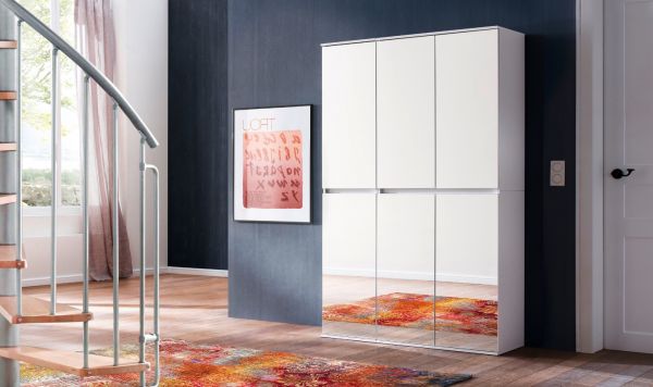 Garderobenschrank mit Spiegel Mirror in wei mit Spiegeltren - Schuhschrank 111 x 191 cm