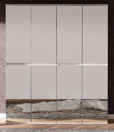 Garderobenschrank mit Spiegel Mirror in wei mit Spiegeltren - Schuhschrank 148 x 191 cm