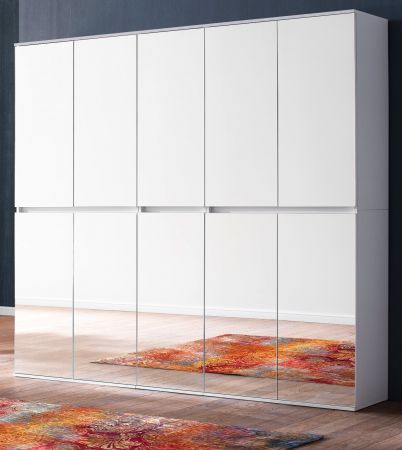 Garderobenschrank mit Spiegel Mirror in wei mit Spiegeltren - XXL Mehrzweckschrank 185 x 191 cm