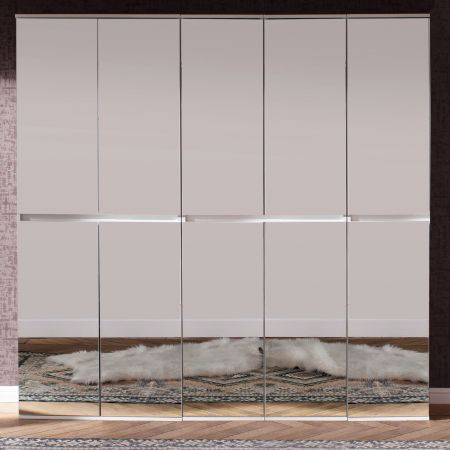 Garderobenschrank mit Spiegel Mirror in wei mit Spiegeltren - XXL Mehrzweckschrank 185 x 191 cm