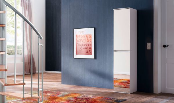 Garderobenschrank mit Spiegel Mirror in wei mit Spiegeltren - Schuhschrank 37 x 191 cm