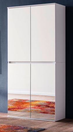 Garderobenschrank mit Spiegel Mirror in wei mit Spiegeltren - Schuhschrank 74 x 191 cm