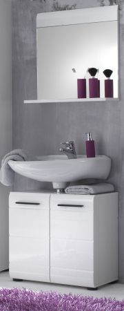 Badezimmer Waschbeckenunterschrank Skin in wei Hochglanz Badschrank 60 x 56 cm