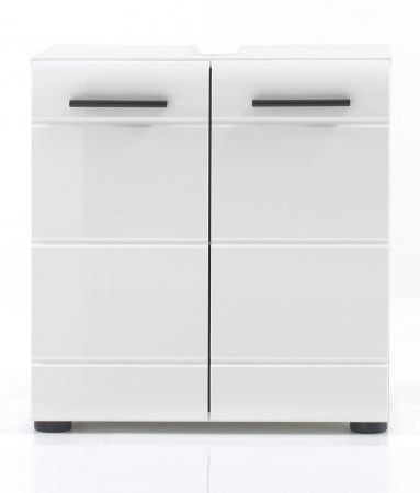 Badezimmer Waschbeckenunterschrank Skin in wei Hochglanz Badschrank 60 x 56 cm