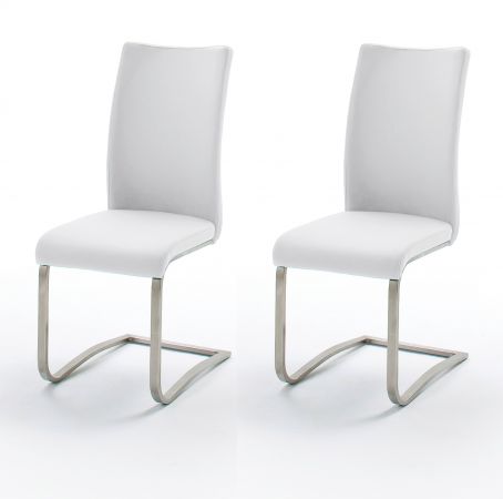 Freischwinger Leder 2 x Stuhl Arco Weiß