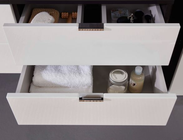 Badezimmer Waschbeckenunterschrank Concept1 in wei Hochglanz und Graphit grau Badschrank 60 x 48 cm