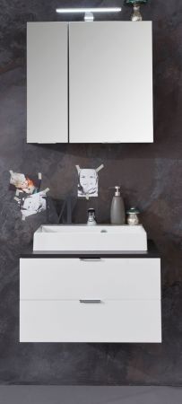 Badezimmer Waschbeckenunterschrank Concept1 in wei Hochglanz und Graphit grau Badschrank 60 x 48 cm