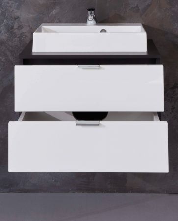 Badezimmer Waschbeckenunterschrank Concept1 in wei Hochglanz und Graphit grau Badschrank 60 x 48 cm