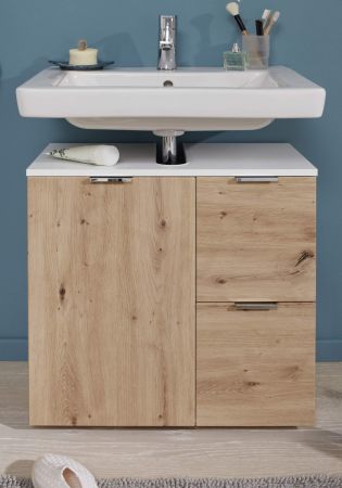Badezimmer Waschbeckenunterschrank Concept1 in Eiche und wei Badschrank 60 x 64 cm