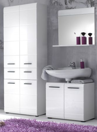 Badezimmer: Hochschrank Skin Hochglanz wei (60x182 cm)