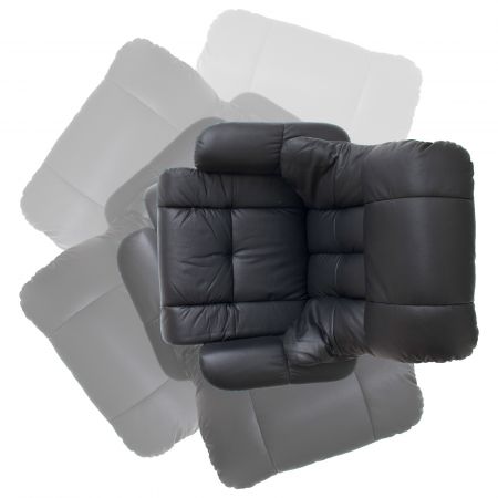 Relaxsessel Calgary in schwarz Leder und Natur mit Hocker Funktionssessel 90 x 104 cm Schlafsessel Fernsehsessel