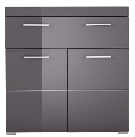 Badezimmer Kommode Amanda in grau Hochglanz Badschrank 73 x 79 cm