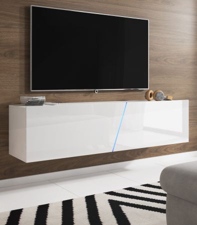 TV Lowboard Space in wei Hochglanz Lack TV Unterteil hngend / stehend 160 cm mit LED