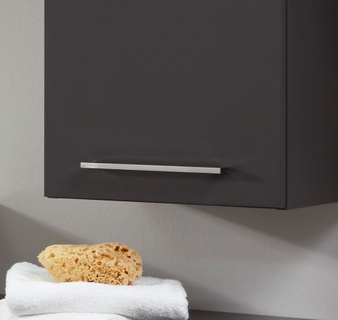 Badezimmer Hochschrank One in grau matt Lack Badschrank mit Spiegel innen 35 x 160 cm Badmbel